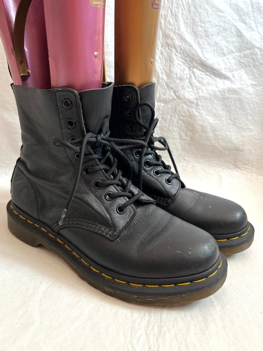 Dr Martens boots Pascal soft black leather US womens 8 lace up combat docs